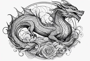 Geometric aquatic dragon cute tattoo idea
