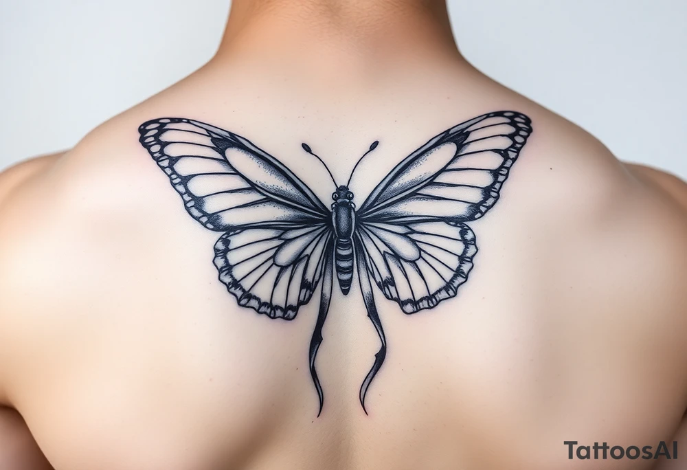 ethereal butterfly with flowing silk ribbons in moonlight tattoo idea ethereal butterfly with flowing silk ribbons in moonlight tattoo idea