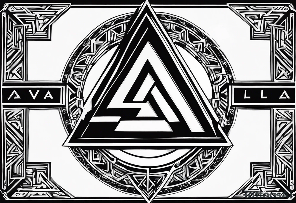 Valhalla sword shield valknut stairs tattoo idea