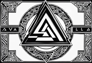 Valhalla sword shield valknut stairs tattoo idea