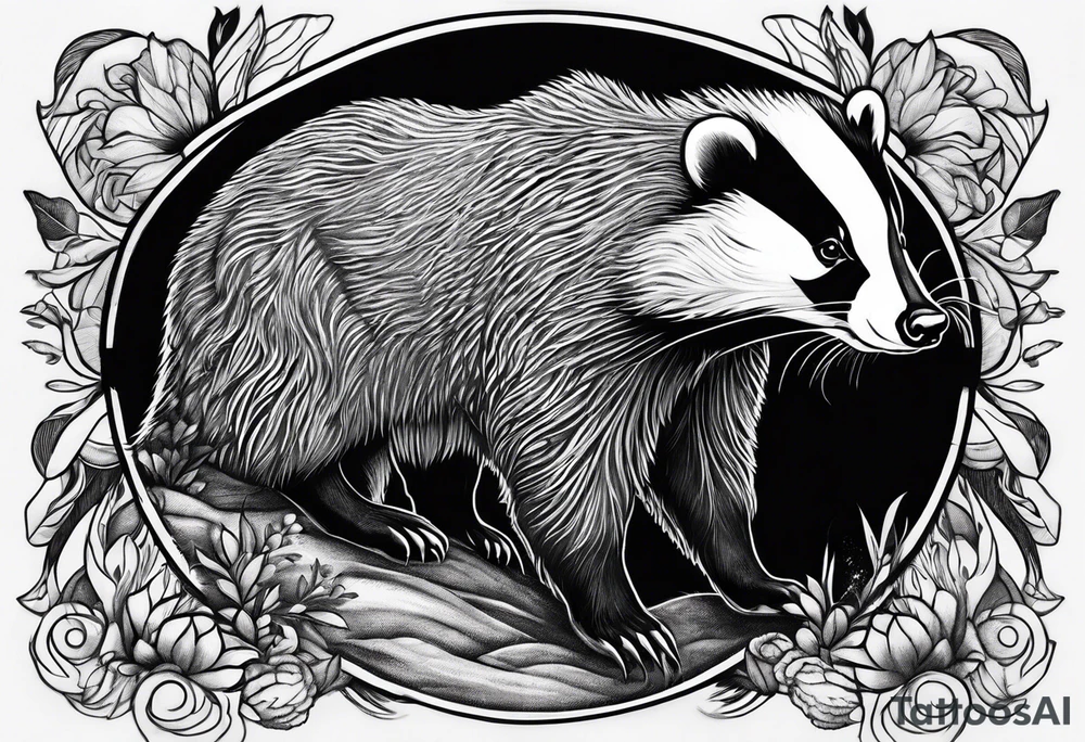 Powerful badger tattoo idea