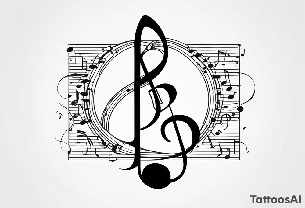 Treble clef incorporating the letters R and L tattoo idea