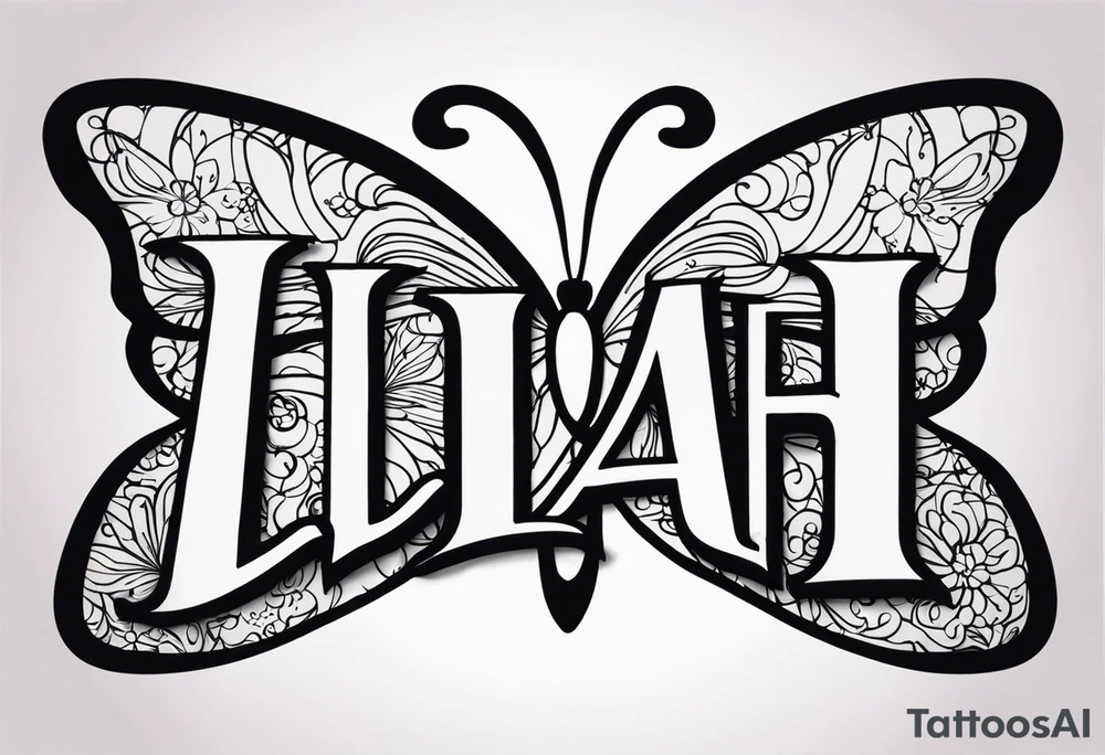 My'Liah name with butterflies tattoo idea