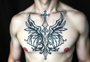 Powerful and majestic Irish family crust.For the last named smith into a full chest piece tattoo tattoo idea