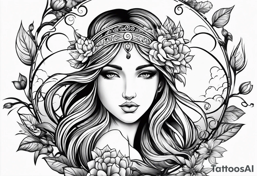 Virgo sign with nature tattoo idea