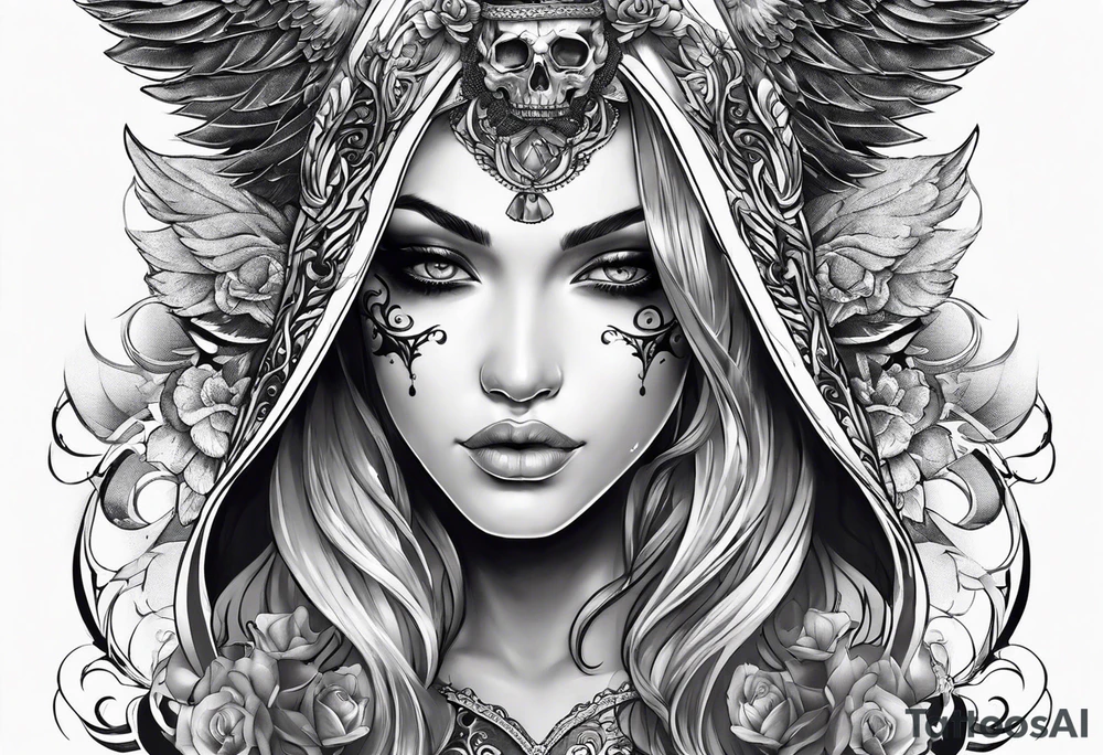 half angel half death tattoo idea