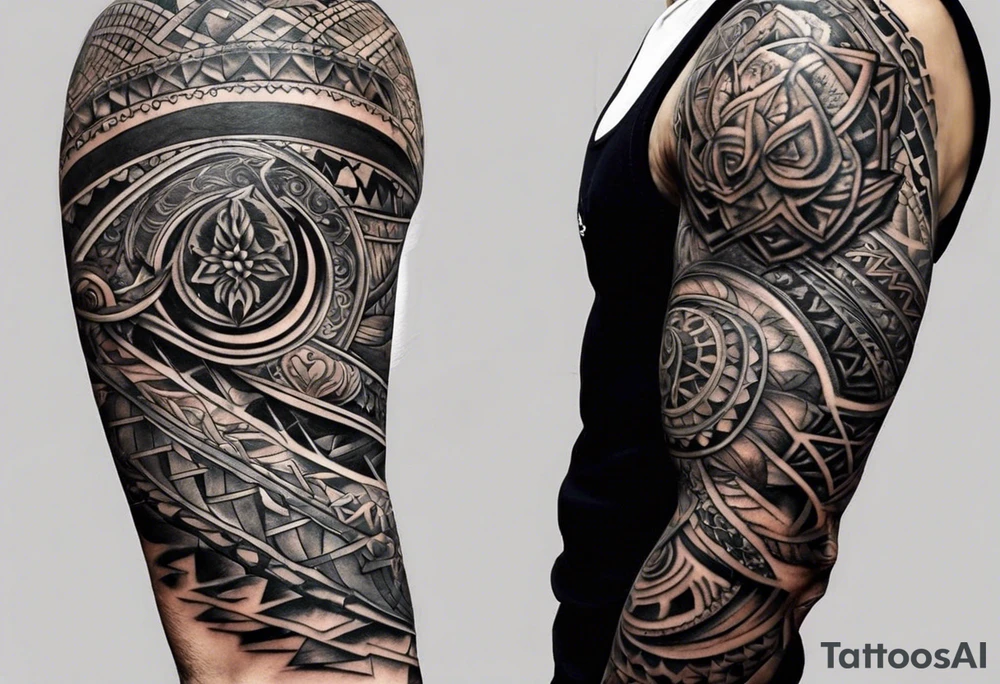 I'd like a full arm sleeve for a man. Mixture of realistic and tribal. I want to reflect strength, love and freedom. Do not include human faces. tattoo idea