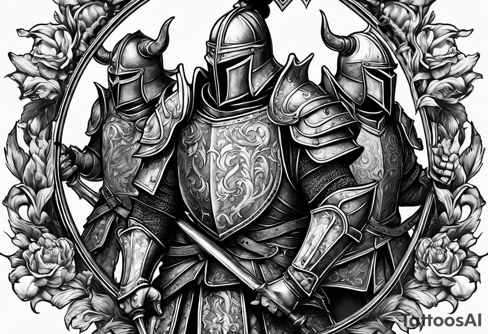 English knights battling the devil tattoo idea