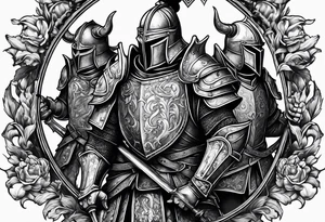 English knights battling the devil tattoo idea
