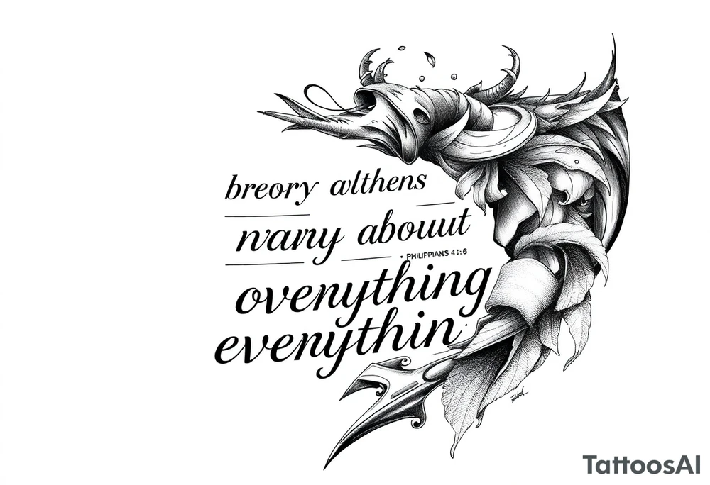 philippians 4:6 “worry about nothing, pray about everything” make this into a graphic type of tattoo with no words just meaning. tattoo idea