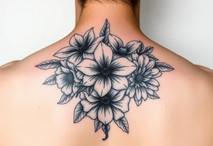 Color Flower tattoo with violets and chrysanthemum tattoo idea