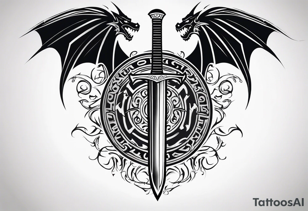 Valhalla sheild dragon sword tattoo idea