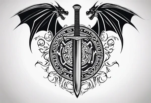 Valhalla sheild dragon sword tattoo idea
