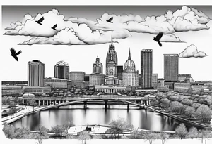 saint louis skyline with cardinals tattoo idea