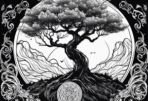 lightening with tree of life tattoo idea
