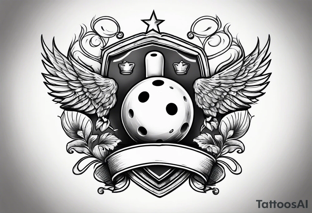 Bowling theme and family crest tattoo idea