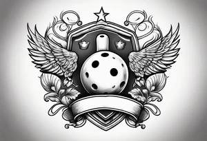 Bowling theme and family crest tattoo idea