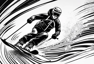 Skier in motion, fine line, more abstract tattoo idea