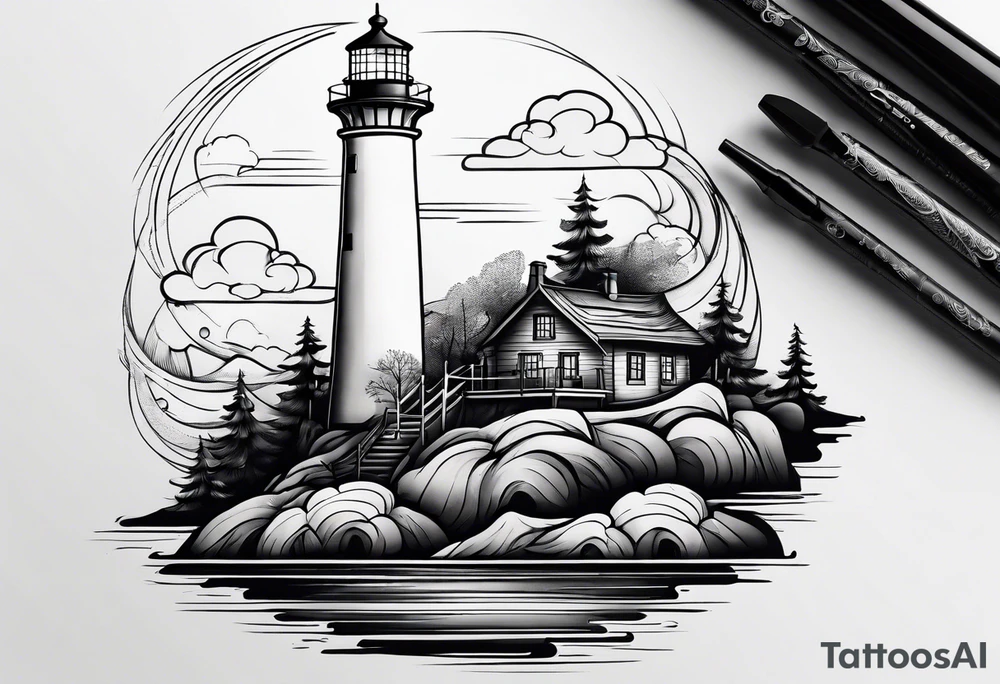 Light house in a shape tattoo idea