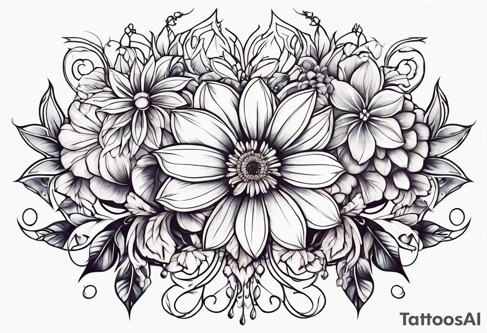 ornaments of flowers tattoo idea