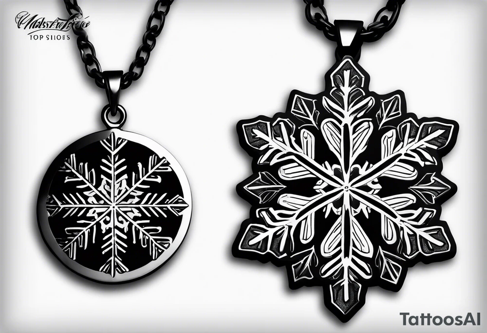 necklace with a simple snowflake pendant tattoo idea
