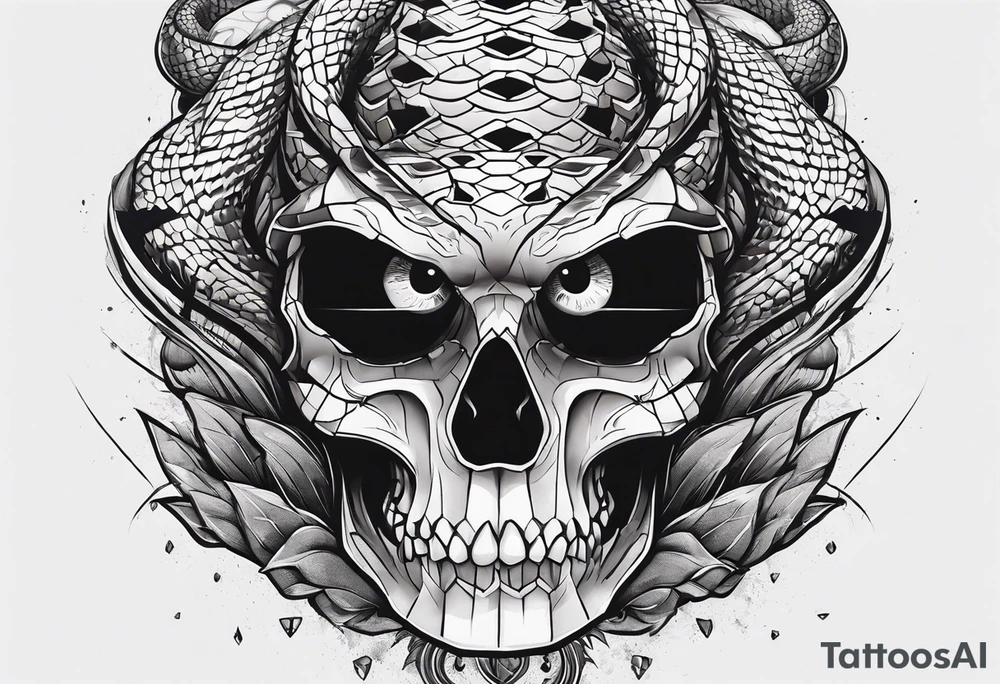 Snake Coming Out From An Eye Of A Broken Skull. tattoo idea