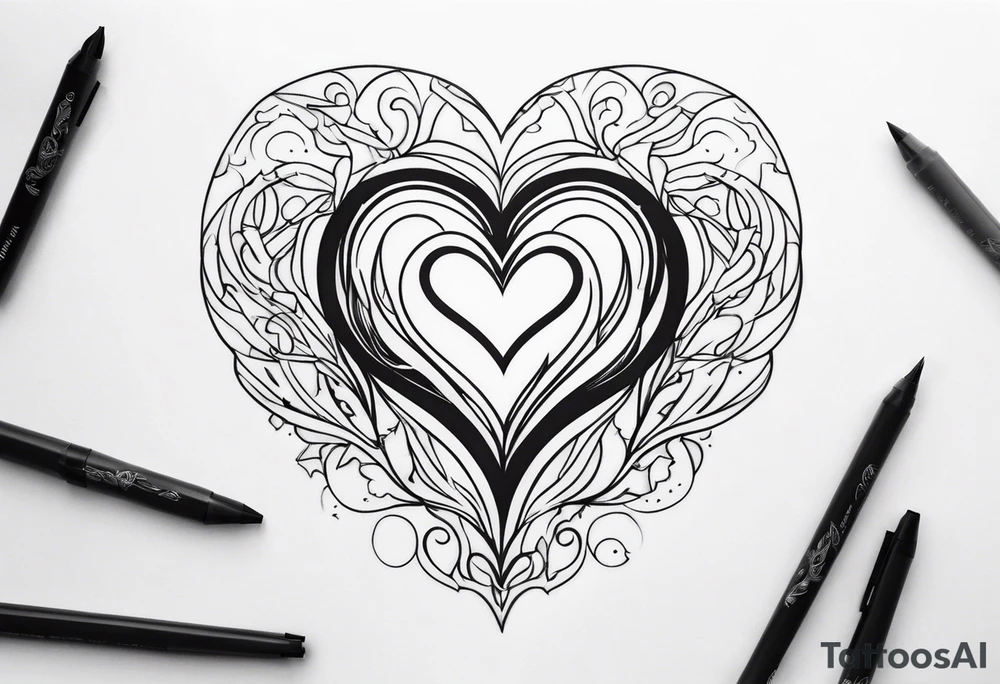 Heart on fire tattoo idea
