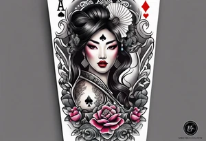 Asian Queen Of Spades tattoo sleeve tattoo idea