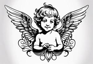 one putti with wings smiling tattoo idea