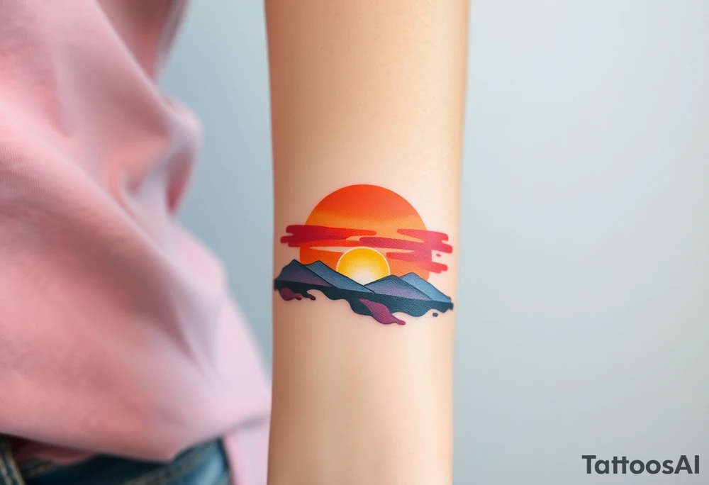A realistic sunset tattoo idea