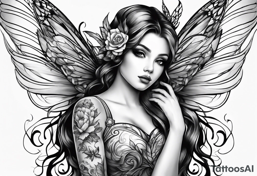 Beautiful fairy  baby tattoo idea
