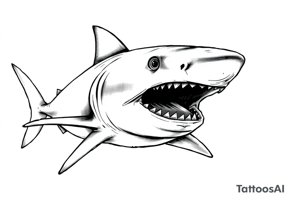 hammerhead-shark with open mouth. tattoo idea