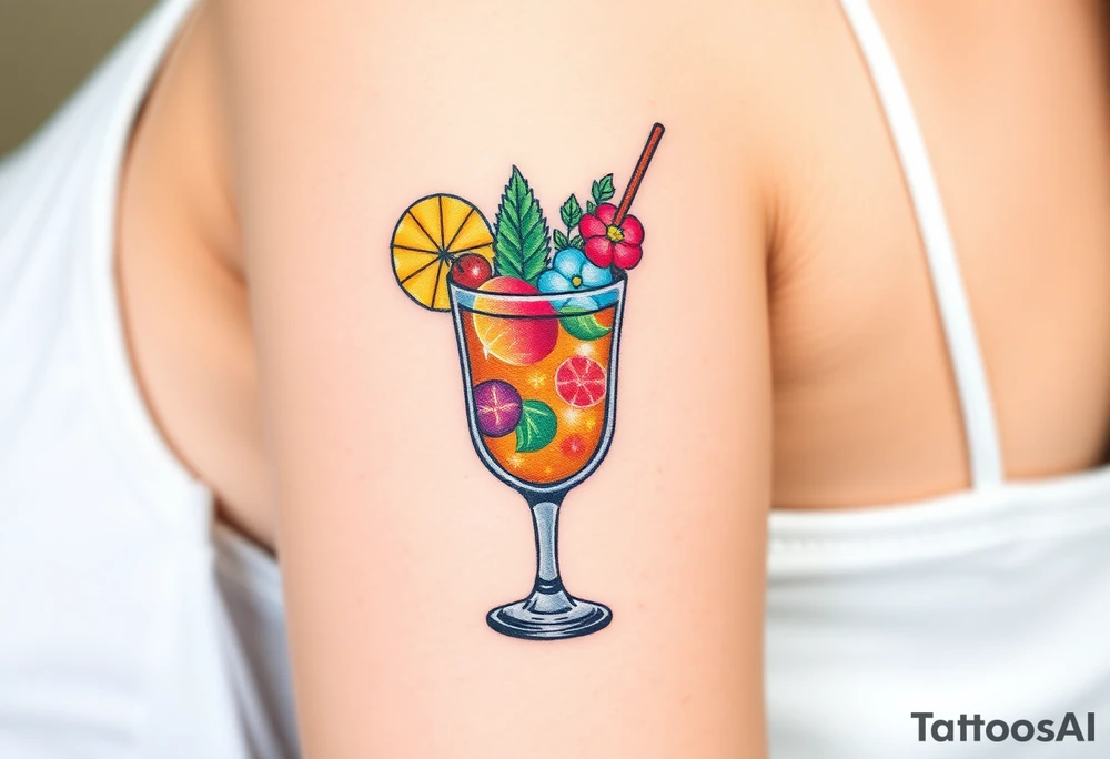 Maitai cocktail with islander garnishes tattoo idea