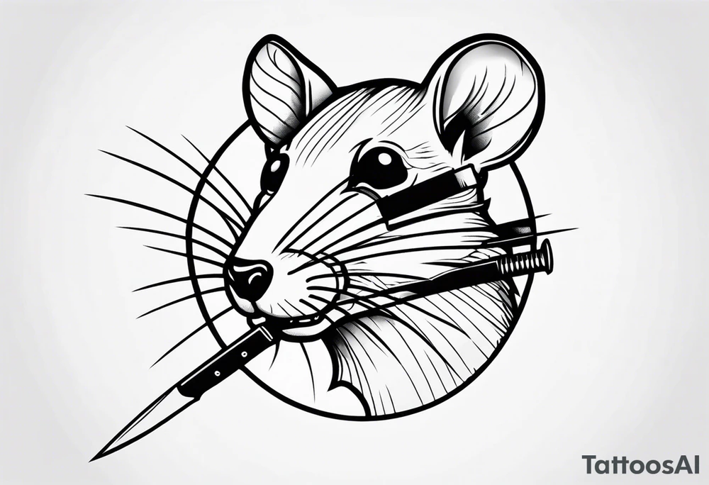 dead rat killed with a knife tattoo idea