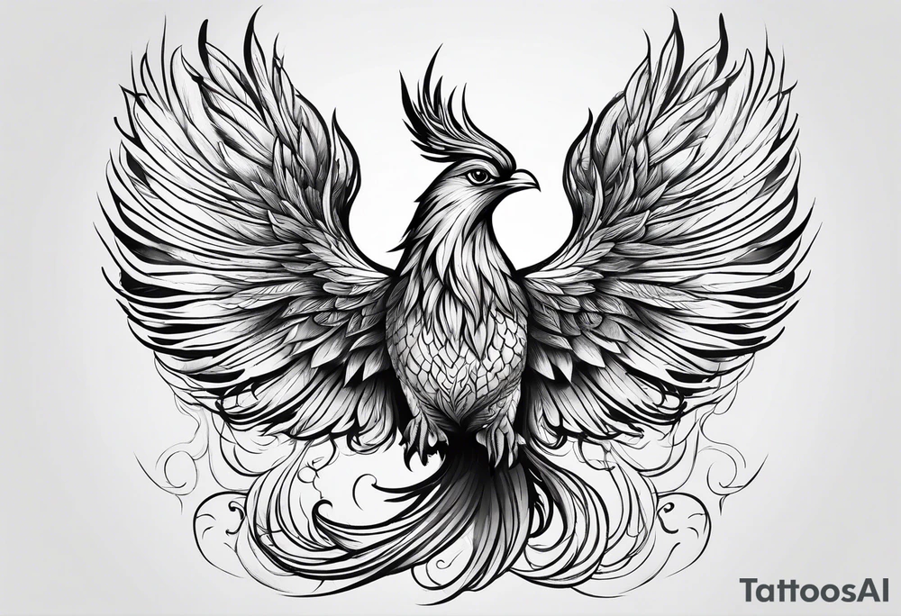 phoenix  minimaliste. trait de crayon. tattoo idea