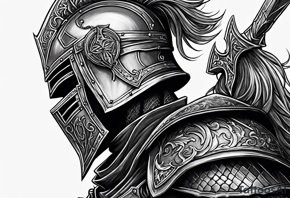 knight with heavy armor with less detail tattoo idea