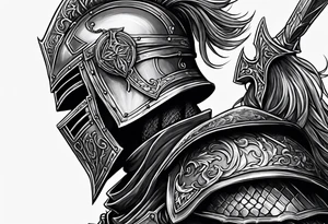 knight with heavy armor with less detail tattoo idea