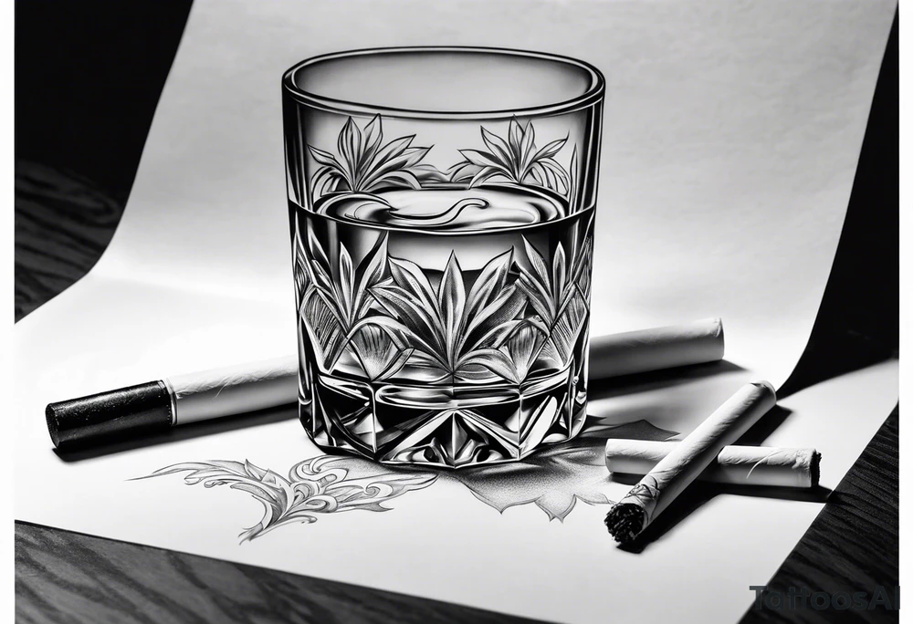 whiskey glass and a cigarette tattoo idea