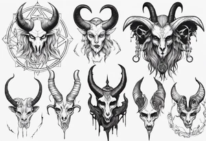 human like Baphomet friendly but dark and large no flowers tattoo idea