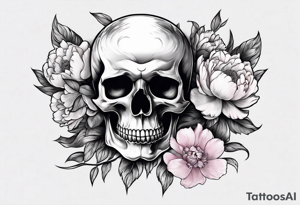 Skull with peony tattoo idea