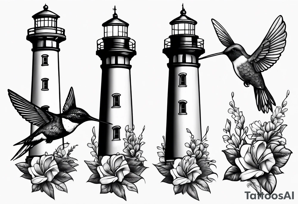 lighthouse hummingbird tattoo idea
