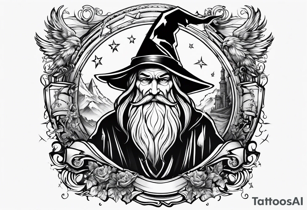 wizard breaking out of a book tattoo idea