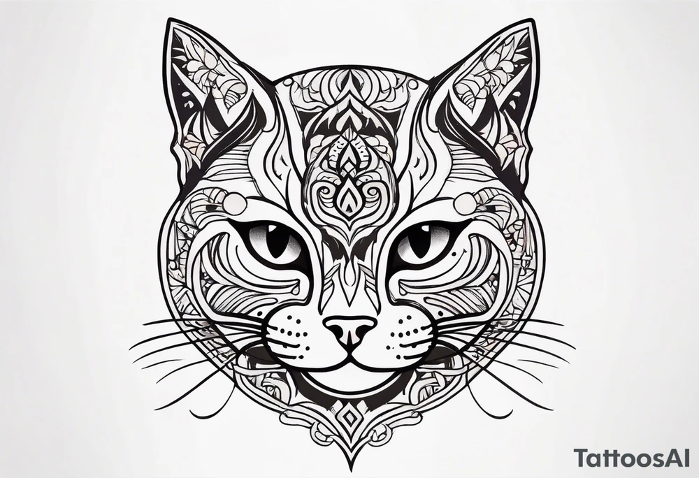 stylized cat face tattoo idea
