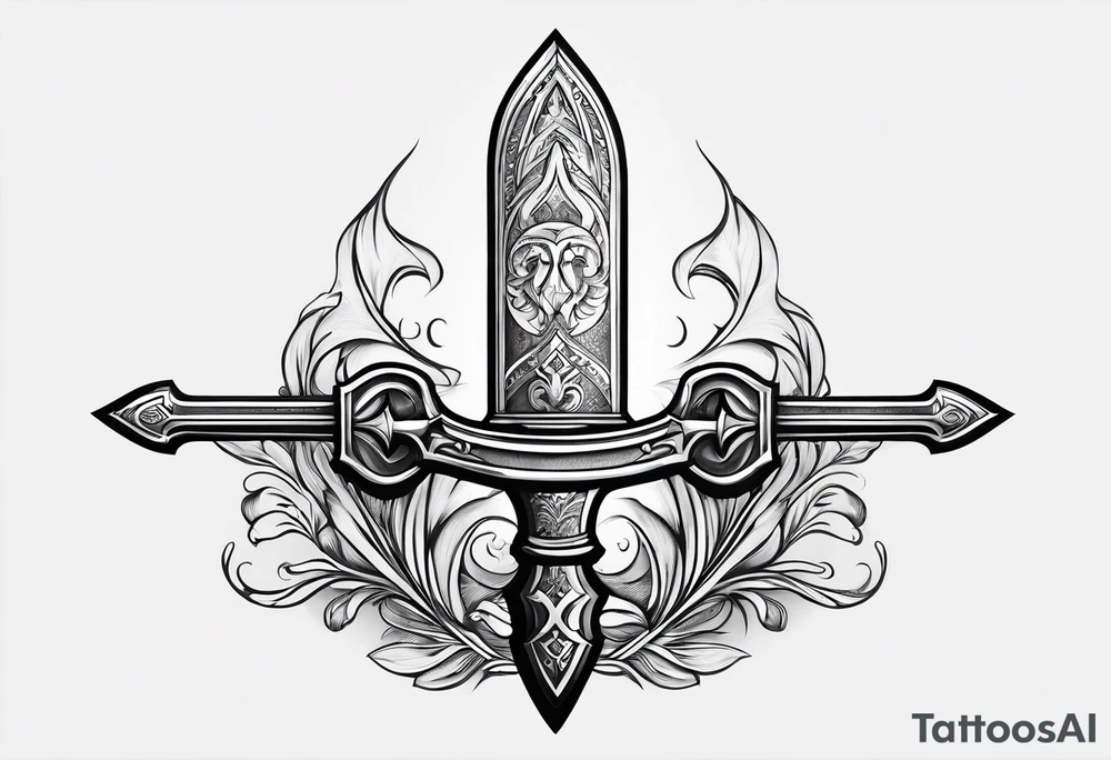 White dagger inside shadow cloak tattoo idea