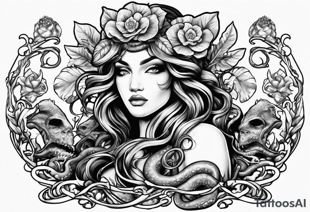 Medusa with piranha plants instead of snakes tattoo idea