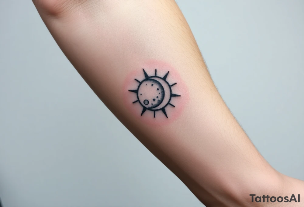 Forearm tattoo for a man using the name “Tatayana” Starting from the wrist, stretching to the elbow with the sun and moon tattoo idea