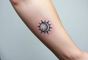 Forearm tattoo for a man using the name “Tatayana” Starting from the wrist, stretching to the elbow with the sun and moon tattoo idea
