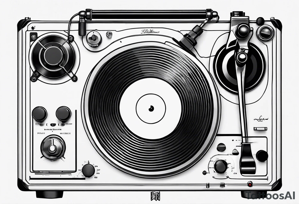 Recordplayer finline art minimalistic tattoo idea