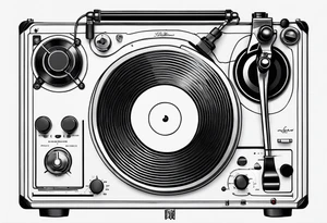 Recordplayer finline art minimalistic tattoo idea