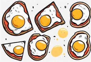 Pair fried eggs tattoo, where for the girl a small slice like a pizza triangular and for the guy the rest of the fried eggs tattoo idea